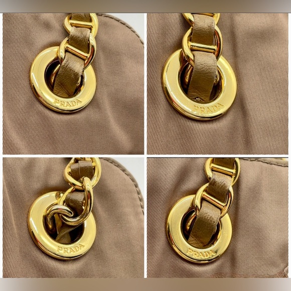 Auth PRADA Triangle Logo Tessuto Nylon Brown Chain Shoulder - Picture 8 of 17